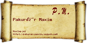 Pakurár Maxim névjegykártya